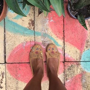 Hand beaded All real material moccasins